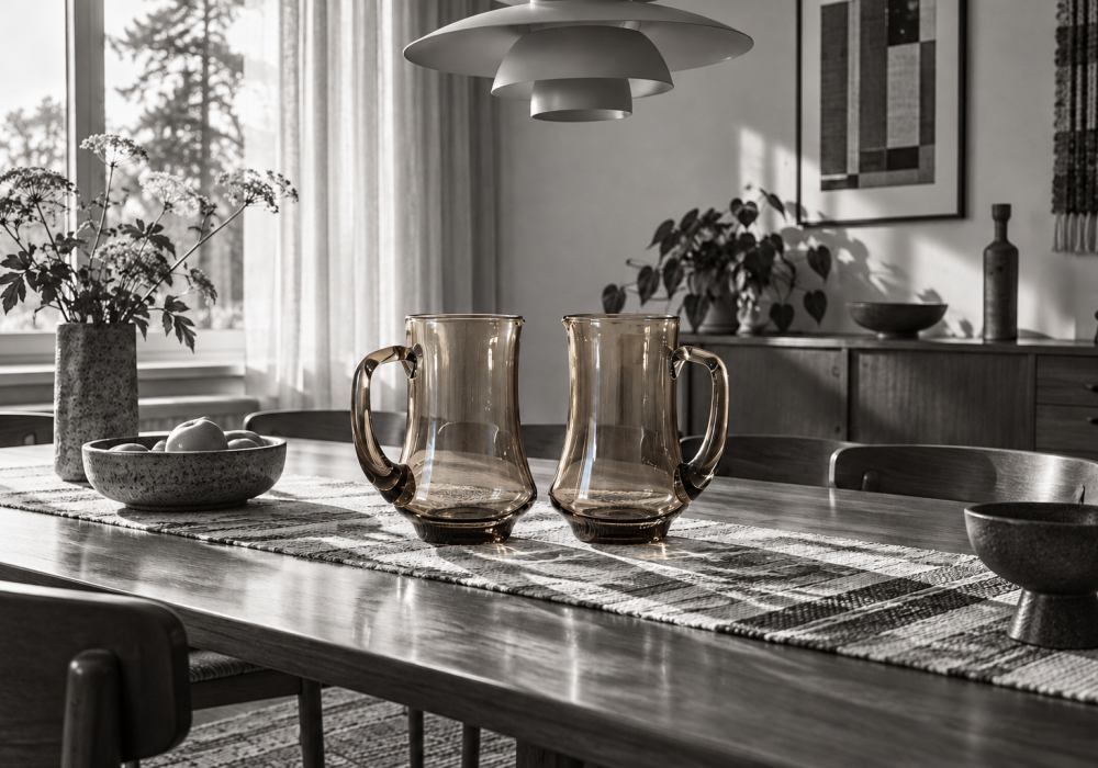 Disainer Mirjam Maasikas. Tarbeklaasi suitsuklaasist kann „Inna“, 1967–1970.